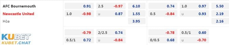 Soi kèo Bournemouth vs Newcastle